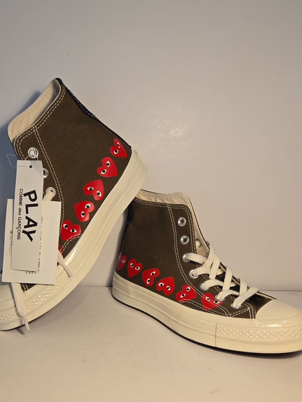 Converse Chuck Taylor High SZ 6 W Play CDG Comme Des Garcons Multi Heart 162973C
